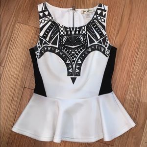 Black and white peplum top